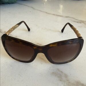 CHANEL Bijou Collector 24k Tortoise Sunglasses with Gold Detailing